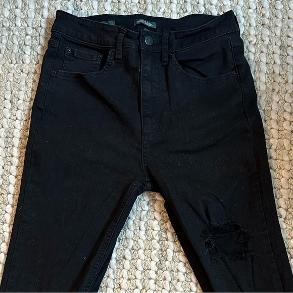 Wild Fable Black Super High Rise Distressed Skinny Jeans Women's Size 2 - Picture 5 of 11